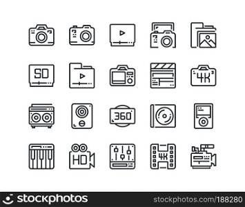Simple line icon set of Photo and Video for website mobile app and more .Editable Stroke. 