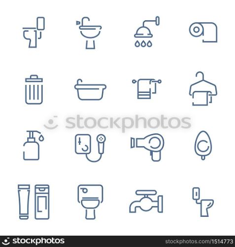 simple line toilet icons set vector illustration