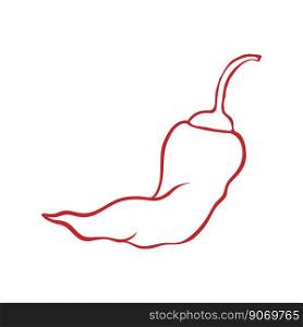 Simple linear icon of chili pepper pod