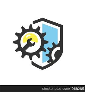 simple lines shield and Gear vector color Combination