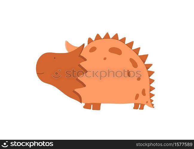 Simple little cute dinosaur. Vector cartoon illustration. Kids dino image isolated on white background. Baby monster reptile for print on t shirt, book, poster, banner.. Simple little cute dinosaur. Vector cartoon illustration. Kids dino image isolated on white background. Baby monster reptile for print on t shirt, book, poster, banner