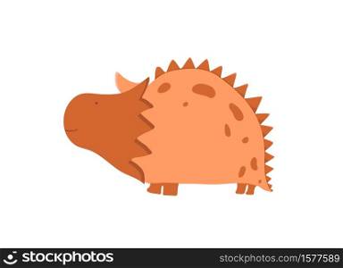 Simple little cute dinosaur. Vector cartoon illustration. Kids dino image isolated on white background. Baby monster reptile for print on t shirt, book, poster, banner.. Simple little cute dinosaur. Vector cartoon illustration. Kids dino image isolated on white background. Baby monster reptile for print on t shirt, book, poster, banner