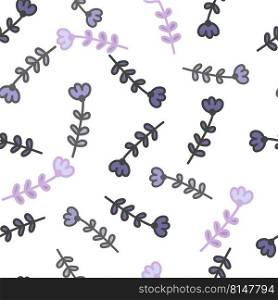 Simple little flower seamless pattern. Cute children floral background. Doodle plants endless wallpaper. Design for fabric, textile print, wrapping, cover. Hand drawn vector illustration. Simple little flower seamless pattern. Cute children floral wallpaper.