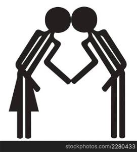simple man and woman in love icon in black and white. black and white drawing icon of man and woman