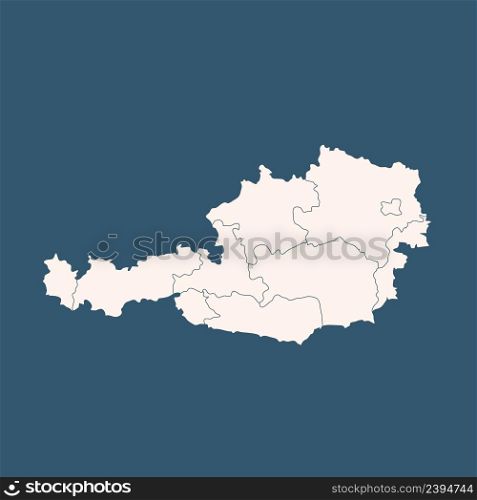 Simple map of Austria vector drawing. Filled version.. Simple map of Austria vector drawing. outline.