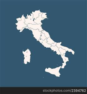 Simple Map Of Italy Isolated On blue Background. Vector Illustration. Simple Map Of Italy Isolated On blue Background. Vector