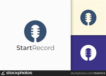 Simple mic logo represent record or audio for podcast