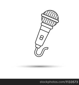 Simple microphone icon. Filled contour isolated on white background for web pages, applications, flyer, sticker, banner, Wallpaper, background