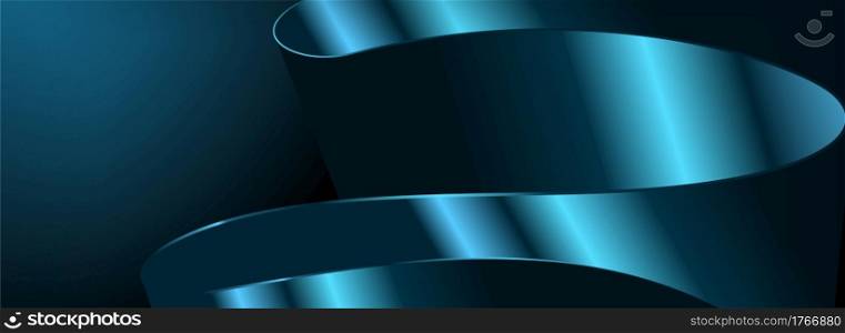 Simple Minimalist Dark Silver Blue with Ribbon Layered Combination Background Design. Graphic Design Element.