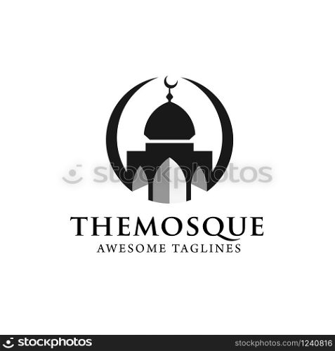 simple minimalist mosque building logo vector simple luxury icon illustration design