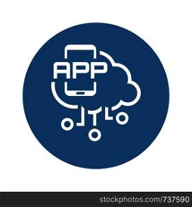 Simple Mobile Cloud APP Vector Line Icon with mobile smartphone device.. Simple Mobile Cloud APP Vector Icon