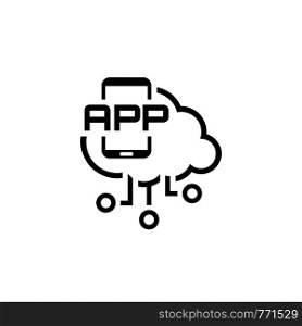 Simple Mobile Cloud APP Vector Line Icon with mobile smartphone device.. Simple Mobile Cloud APP Vector Icon