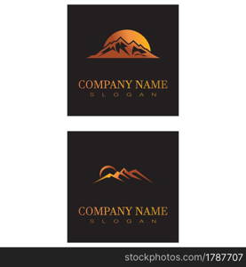 Simple Modern Mountain Landscape Logo Design Vector, Rocky Ice Top Mount Peak Silhouette