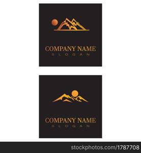 Simple Modern Mountain Landscape Logo Design Vector, Rocky Ice Top Mount Peak Silhouette