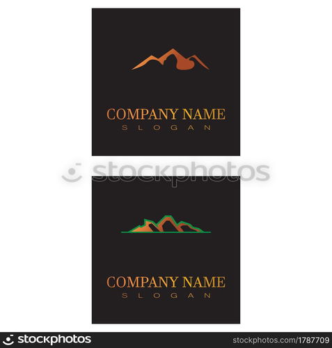 Simple Modern Mountain Landscape Logo Design Vector, Rocky Ice Top Mount Peak Silhouette