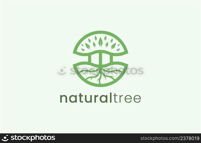 Simple modern tree logo template in circle shape for nature business