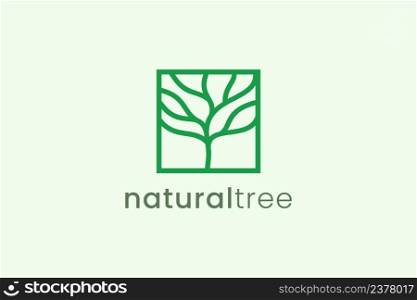 Simple modern tree logo template in square shape for nature business