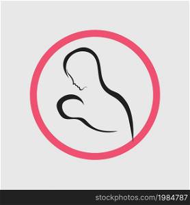 simple Mom and baby, Motherhood and Childbearing Logo Design Inspiration Vector