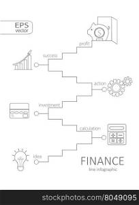 Simple mono linear pictogram Infographic finance concept. Stroke vector logo concept, web graphics. Vector Illustration.