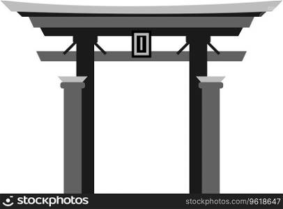 Simple monochromatic flat drawing of the SHINTO SHRINE, JAPAN