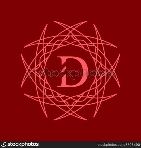 Simple Monogram D Design Template on Red Background. Simple Monogram D