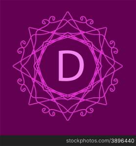 Simple Monogram Design Template on Purple Background. Monogram
