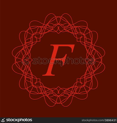 Simple Monogram Design Template on Red Background. Monogram F