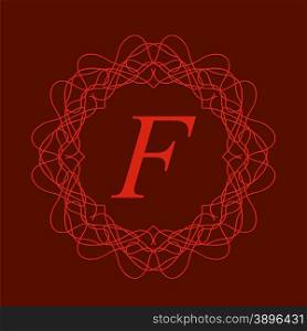 Simple Monogram Design Template on Red Background. Monogram F