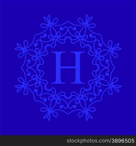 Simple Monogram H Design Template on Blue Background. Simple Monogram H