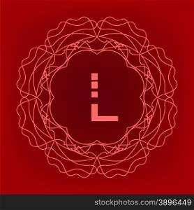 Simple Monogram L Design Template on Red Background. Monogram Design