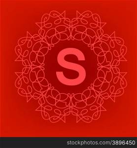Simple Monogram S Design Template on Red Background. Simple Monogram S Design