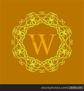 Simple Monogram W Design Template on Orange Background. Simple Monogram W