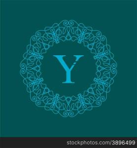 Simple Monogram Y Design Template on Green Background. Simple Monogram Y Design