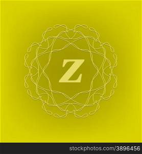Simple Monogram Z Design Template on Green Background. Monogram Z