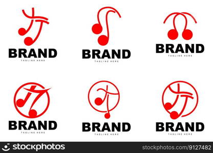 Simple Music Rhythm Logo, Musical Note Song Tone Vector Design