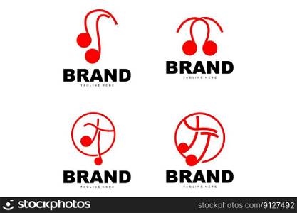 Simple Music Rhythm Logo, Musical Note Song Tone Vector Design