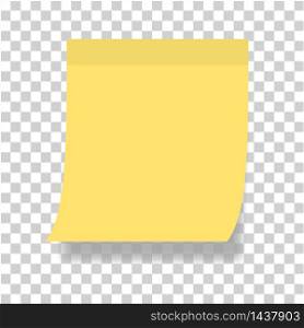 Simple note paper or sticky sticker. Template sticky note with adhesive tape on transparent background.Vector illustration. Simple note paper or sticky sticker. Template sticky note with adhesive tape on transparent background.Vector eps10