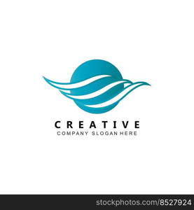 simple ocean wave logo icon vector