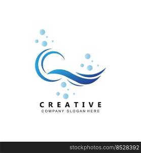 simple ocean wave logo icon vector