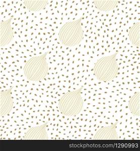 Simple onion seamless pattern on dots background. Onion bulb vegetable wallpaper. Organic texture. Design for fabric, textile print, wrapping paper, kitchen textiles. Vector illustration. Simple onion seamless pattern on dots background. Onion bulb vegetable wallpaper.