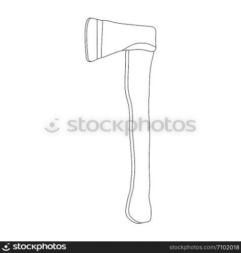 Simple outline axe icon isolated on white background. Axe throwing,Lumberjack sports. . Simple outline axe icon isolated on white background