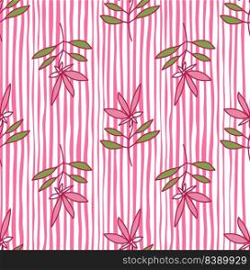 Simple outline flower seamless pattern. Cute floral backdrop. Beautiful plants endless wallpaper. Design for fabric, textile print, wrapping, cover. Vector illustration. Simple outline flower seamless pattern. Cute floral wallpaper.