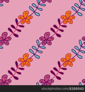 Simple outline flower seamless pattern. Floral wallpaper. Cute ditsy print. Creative plants endless wallpaper. Design for fabric, textile print, wrapping, cover. Vector illustration. Simple outline flower seamless pattern. Floral wallpaper.