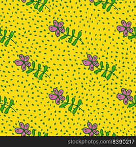 Simple outline flower seamless pattern. Floral wallpaper. Cute ditsy print. Creative plants endless wallpaper. Design for fabric, textile print, wrapping, cover. Vector illustration. Simple outline flower seamless pattern. Floral wallpaper.