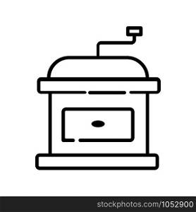 simple outline icon - coffee brewing equipment, grinder or crusher mashine, hot drinks or energetic beverage for breakfast, isolated vector symbol for web, app. Tea Coffee Outline Icons