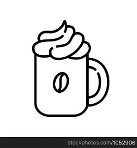 Simple outline icon - coffee cup, mug with hot energetic drink or beverage for breakfast and coffee beans, flavorous latte drink - isolated vector symbol, pictogram for web, application. Tea Coffee Outline Icons