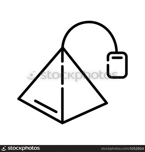 Simple outline icon - tea bag or pack, hot drink or beverage for breakfast, ceylon or green chinese tea, isolated vector symbol for web, app. Tea Coffee Outline Icons