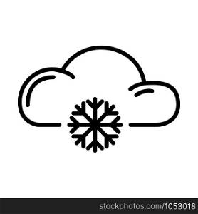 Simple outline icon - weather or forecast sing with black line cloud and snow or snowflake, overcast winter day, meteorology isolated pictogram on white background, vector symbol for web and app. Weather Outline Icons