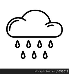 Simple outline icon - weather or forecast sing with cloud and rain, drops of water - vector isolated symbol on white background. Weather Outline Icons