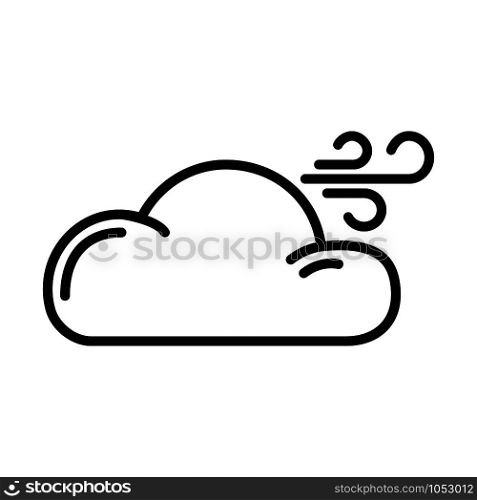 Simple outline icon - weather or forecast sing with cloud and wind - vector isolated symbol on white background. Weather Outline Icons